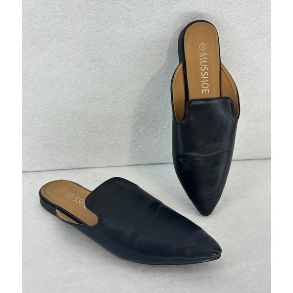 MussShoe Black Pointed Toe Mules Slides Casual Classic Women's Shoes Size 9 - Picture 1 of 9